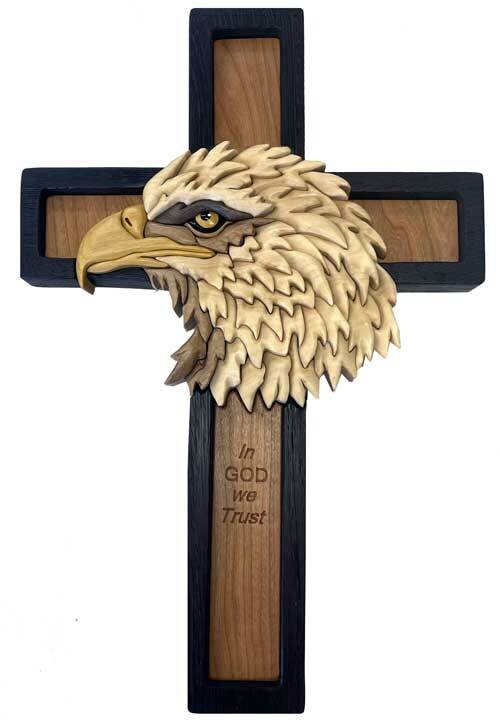 Eagle Head Cross Intarsia Art
