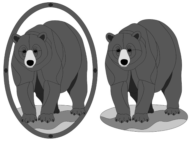Black Bear Standing w/oval frame