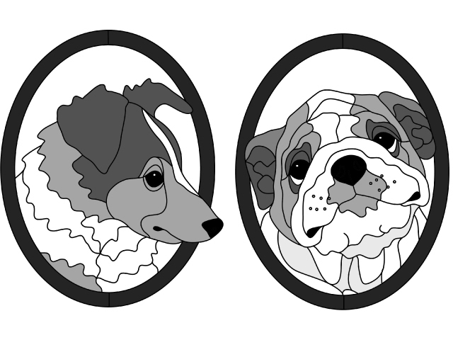 Sheltie &amp; Bulldog Puppy Heads