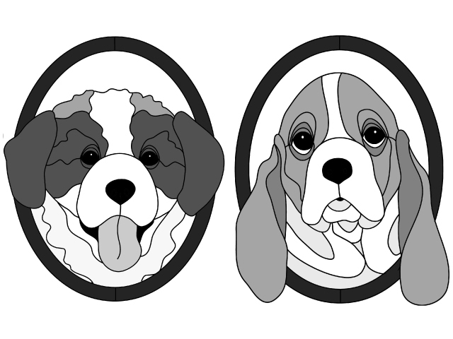 St. Bernard &amp; Basset Puppy Heads