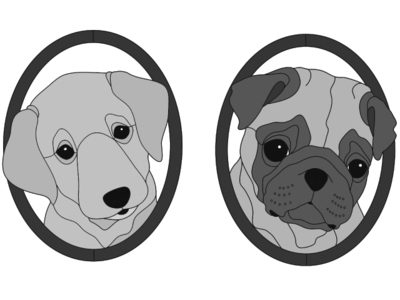 Labrador &amp; Pug Puppy Heads