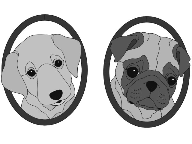 Labrador &amp; Pug Puppy Heads