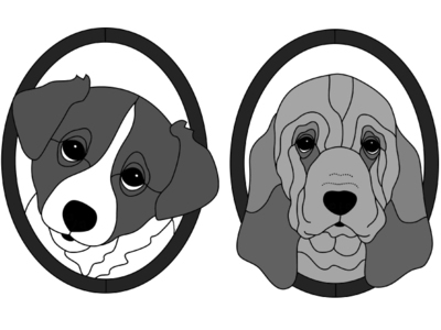 Border Collie &amp; Bloodhound Puppy Heads