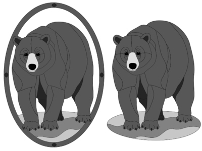 Black Bear Standing w/oval frame