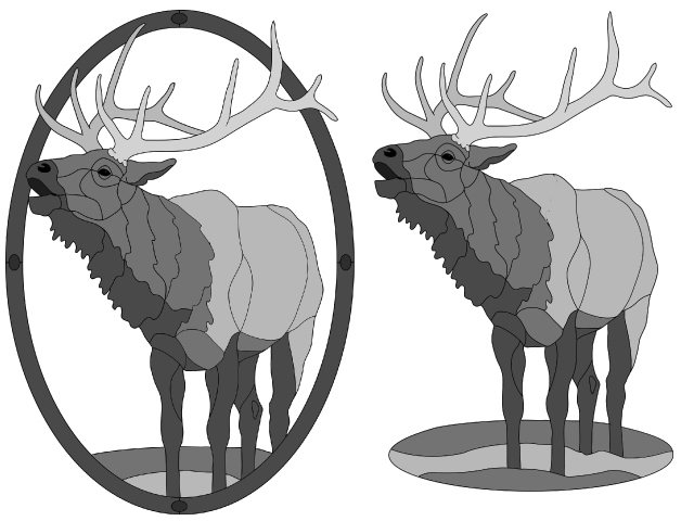 Elk Standing w/oval frame