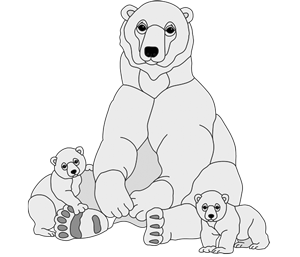 Sitting Polar Bear &amp; Cubs