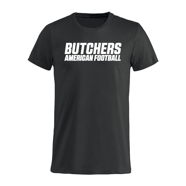 Musta Porvoon Butchers T-paita tekstilogolla