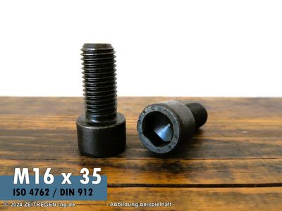Zwei Zylinderschrauben mit Innensechskant ISO 4762 - M16 x 35 - 8.8 blank