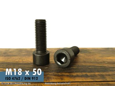 Zwei Zylinderschrauben Innensechskant ISO 4762 - M18 x 50 - 8.8 blank