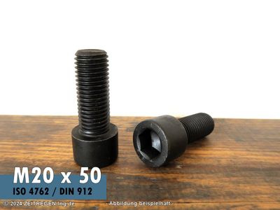 Zwei Zylinderschrauben Innensechskant ISO 4762 - M20 x 50 - 8.8 blank