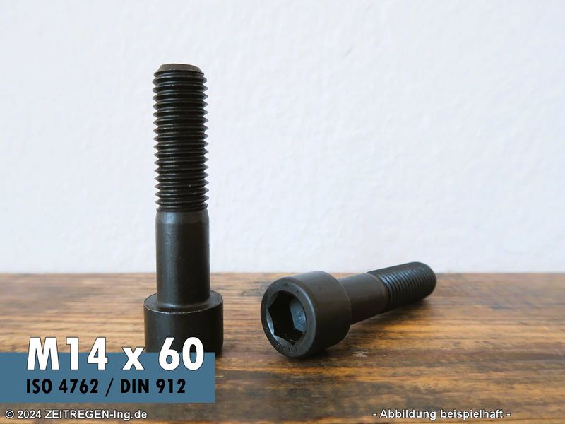 Zwei Zylinderschrauben Innensechskant ISO 4762 - M14 x 60 - 8.8 blank