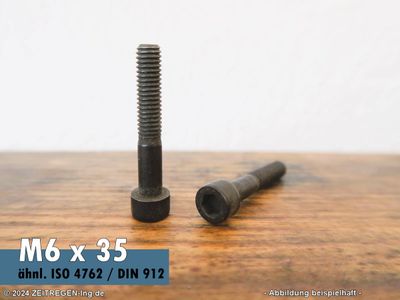 Zwei Zylinderschrauben mit Innensechskant ähnl. ISO 4762 - M6 x 35 - 8.8 Stahl blank (GewLänge 20 mm)