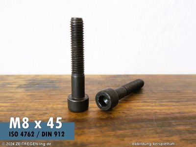 Zwei Zylinderschrauben mit Innensechskant ISO 4762 - M8 x 45 - 8.8 Stahl blank