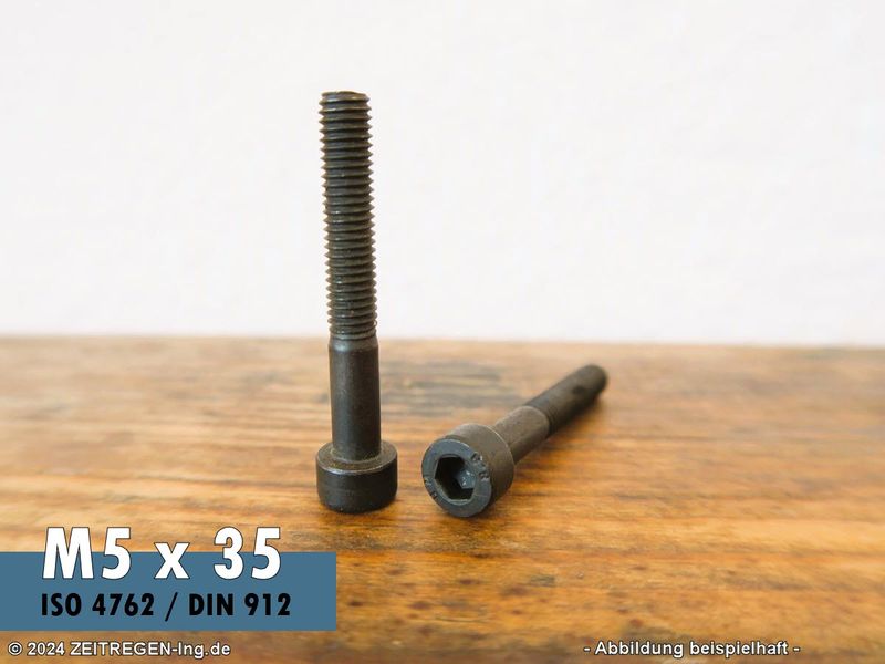 Zylinderschraube mit Innensechskant ISO 4762 - M5 x 35 - 8.8 Stahl blank Zwei Stück Zylinderschraube ISO 4762 - M5 x 35 - 8.8 blank