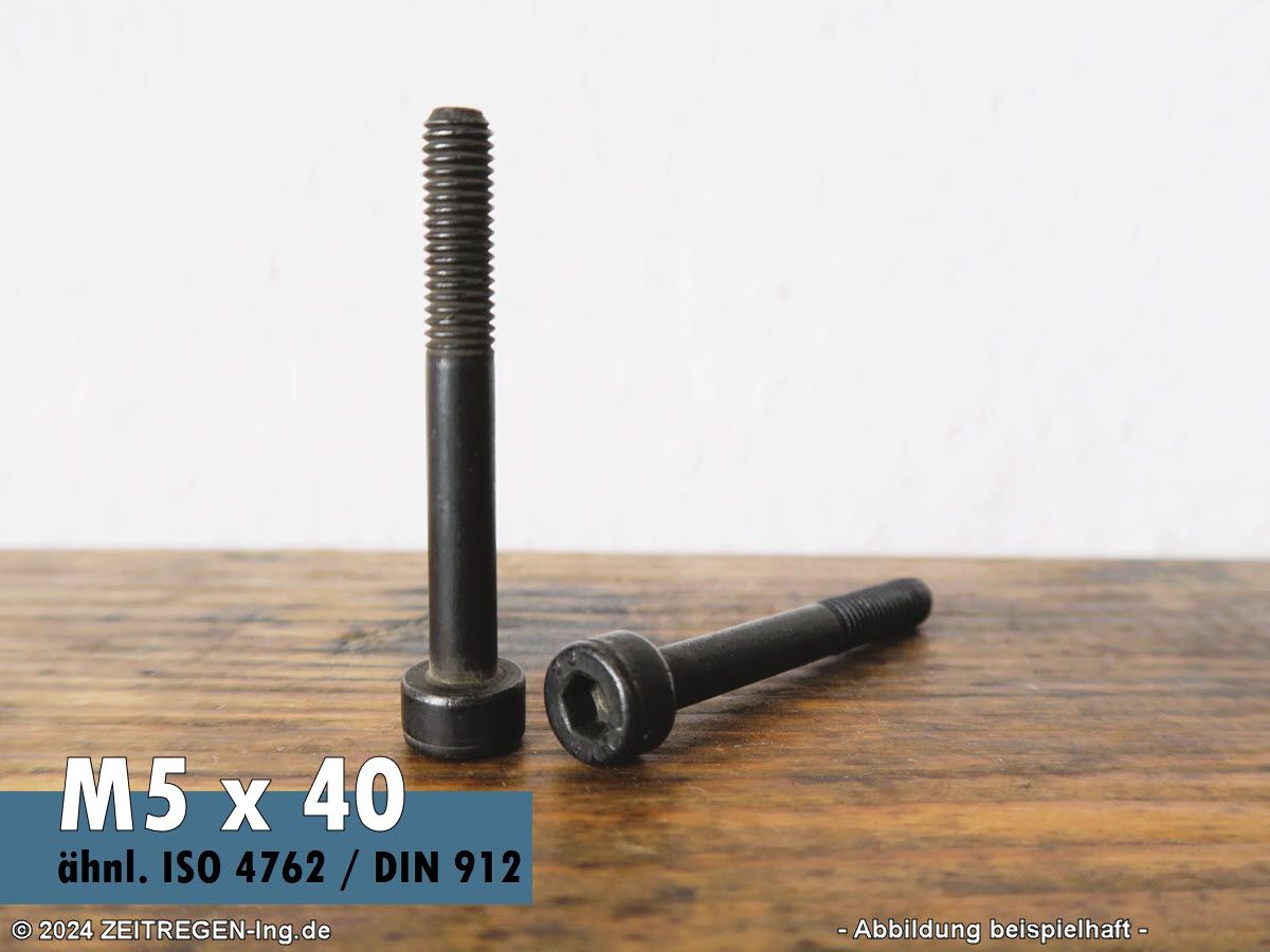 Zwei Zylinderschrauben ähnl. ISO 4762 - M5 x 40 - 8G blank