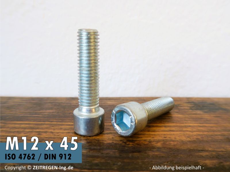 Zylinderschraube mit Innensechskant ISO 4762 - M12 x 45 - 8.8 Stahl verzinkt