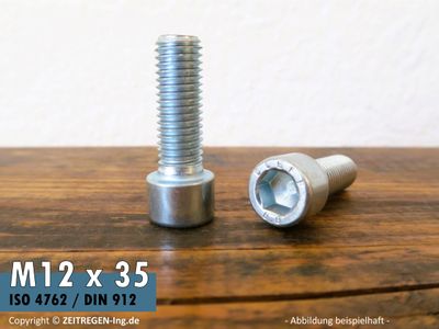 Zylinderschraube ISO 4762 M12 x 35 - 8.8 Stahl verzinkt