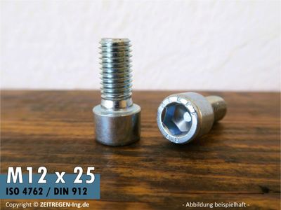 Zylinderschraube ISO 4762 M12 x 25 - 8.8 Stahl verzinkt
