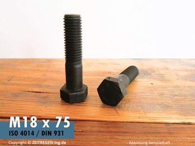 Sechskantschraube ISO 4014 - M18 x 75 - 8.8 Stahl blank
