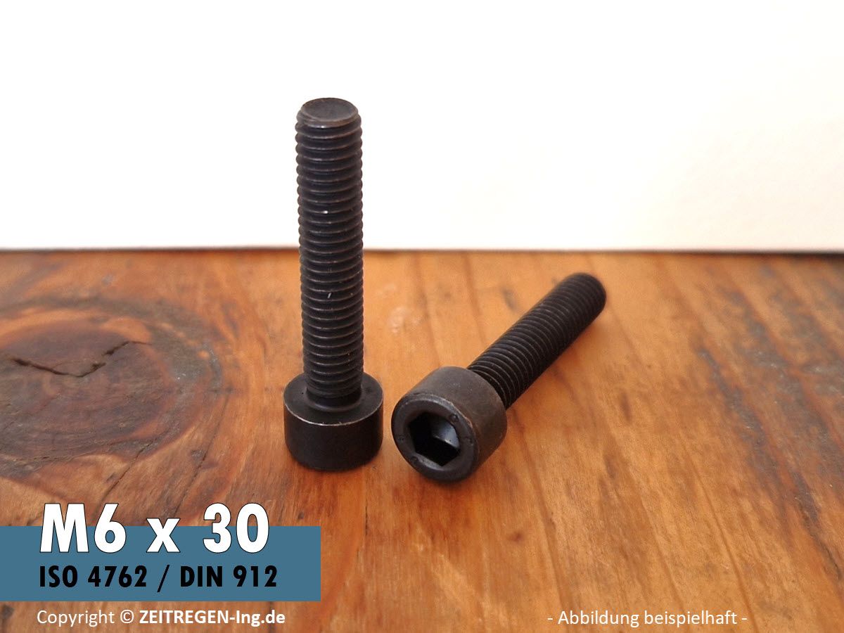 Zylinderschraube mit Innensechskant ISO 4762 - M6 x 30 - 8.8 Stahl blank