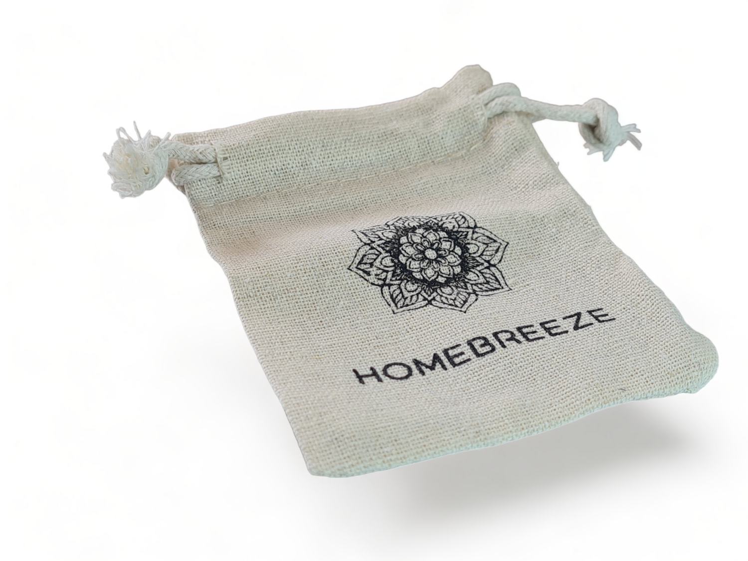Jutepose med snøre 8x10cm - med Homebreeze logo