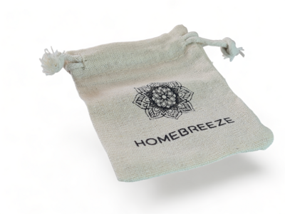 Jute bag with drawstring 8x10cm - with Homebreeze logo
