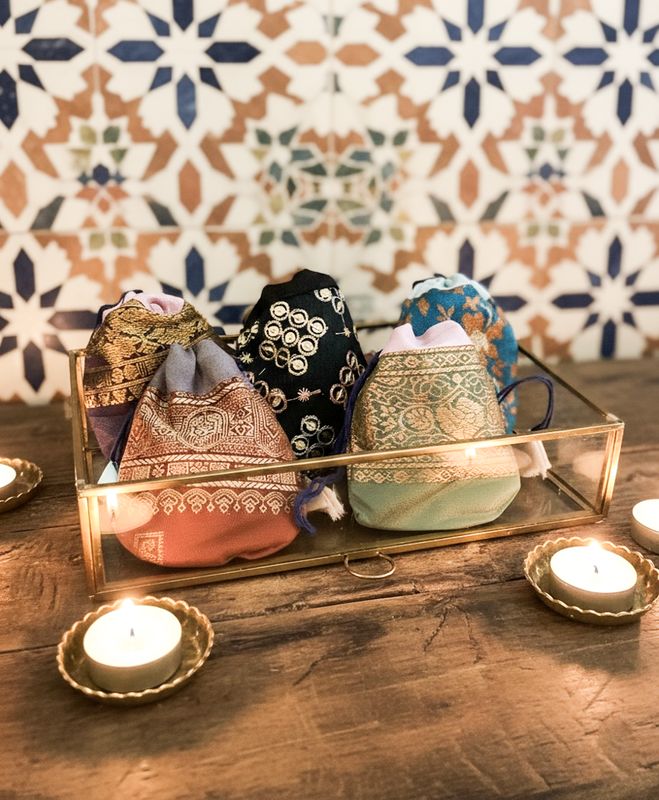 Fig Fragrance Powder in a handmade silk sachet.