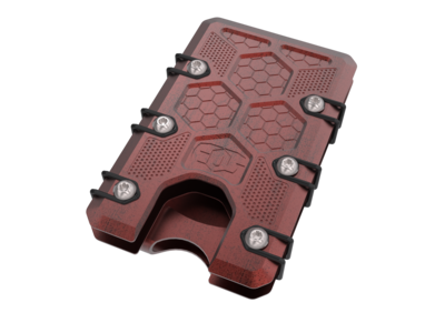 2.5 Titanium wallet Red/black Battleworn Cerakote deep carry clip