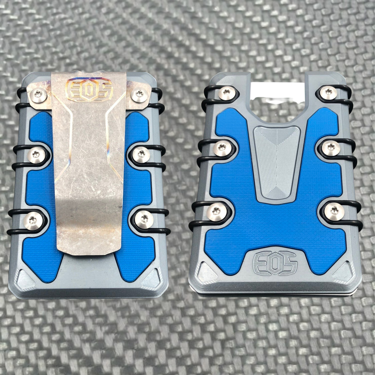 3.0 Lite Wallet, COLOR: Anodized Gun Metal Grey / Blue G10
