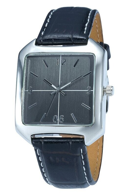 Rechteckige Werbeuhr Ø 35x41mm Metall Leder