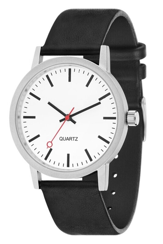 Bahnhofsuhr Herren Ø 39mm Metall Leder