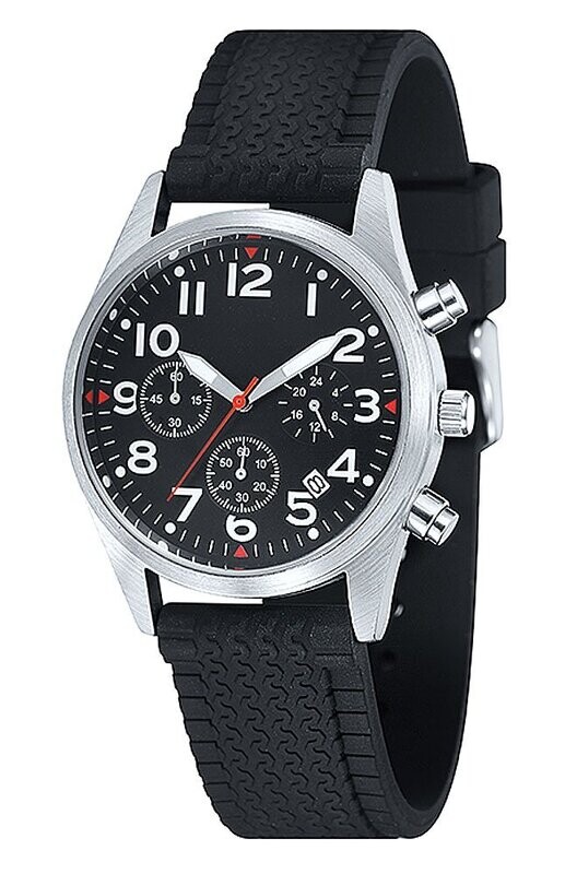 Pilotenuhr Chronograph Ø 42mm Metall Silikonarmband