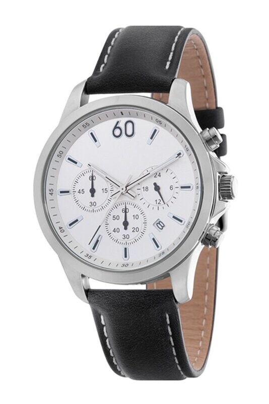 Günstiger Chronograph mit Logo, Ø 42mm Metall Leder