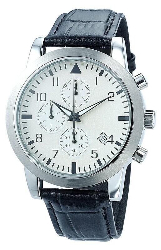 Robuster Armbanduhr-Chronograph Ø 41mm Edelstahl Leder