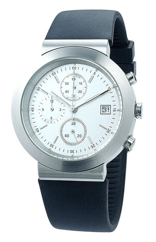 Designer Chronograph Werbeuhr, Ø 38,5mm Edelstahl Leder