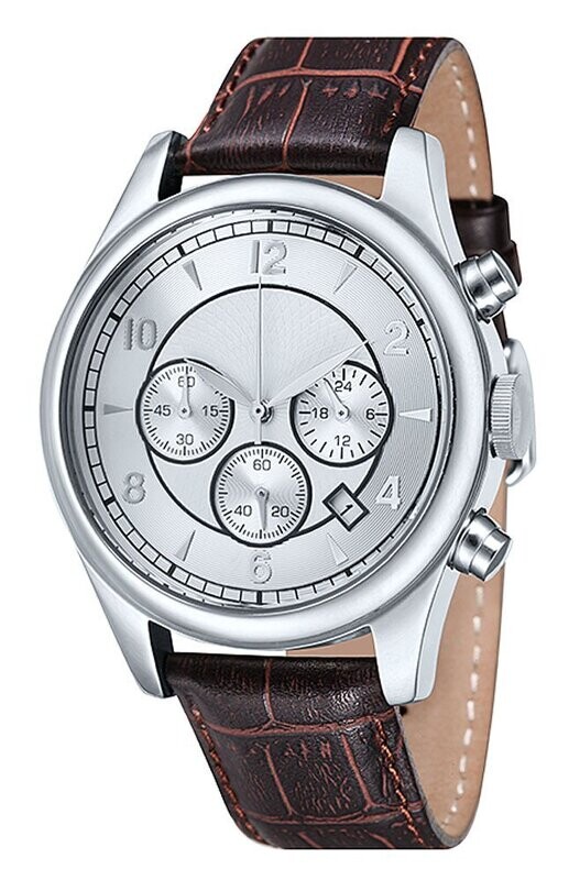 Sehr schöner Chronograph mit Logo Ø 45,5mm Edelstahl Leder