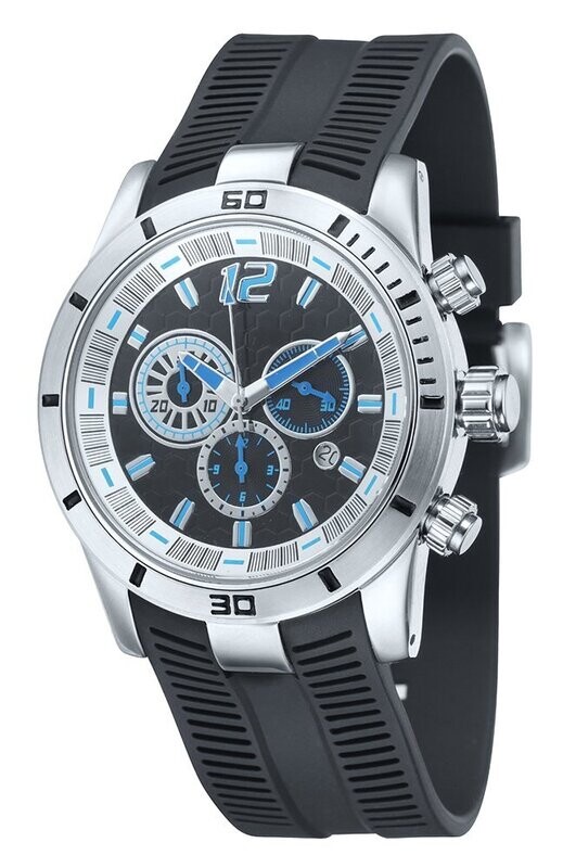 Markanter XXL Chronograph Ø 46mm Edelstahl PVC-Armband