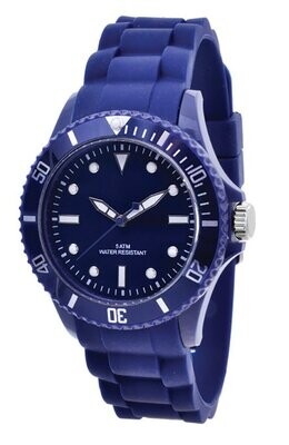 Werbe-Armbanduhr in blau, Ø 40mm Polycarbonat Silikon