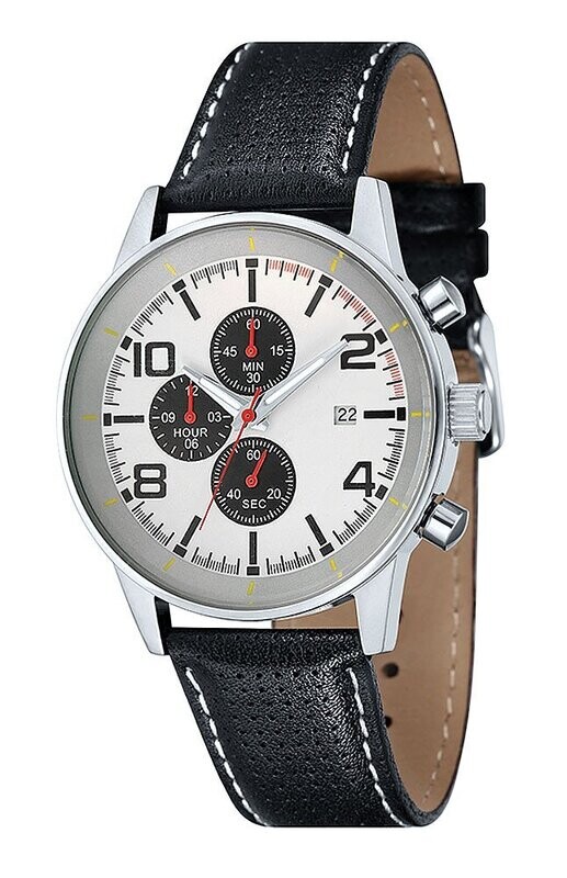 Racing Chronograph mit Logo, Ø 43mm Edelstahl Leder