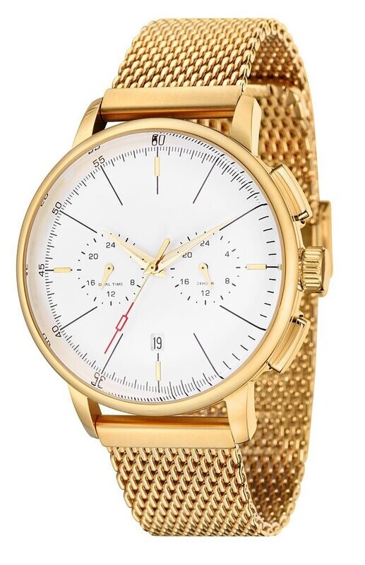 Minimalistisches Design, vergoldeter Chronograph Ø 45mm Edelstahl