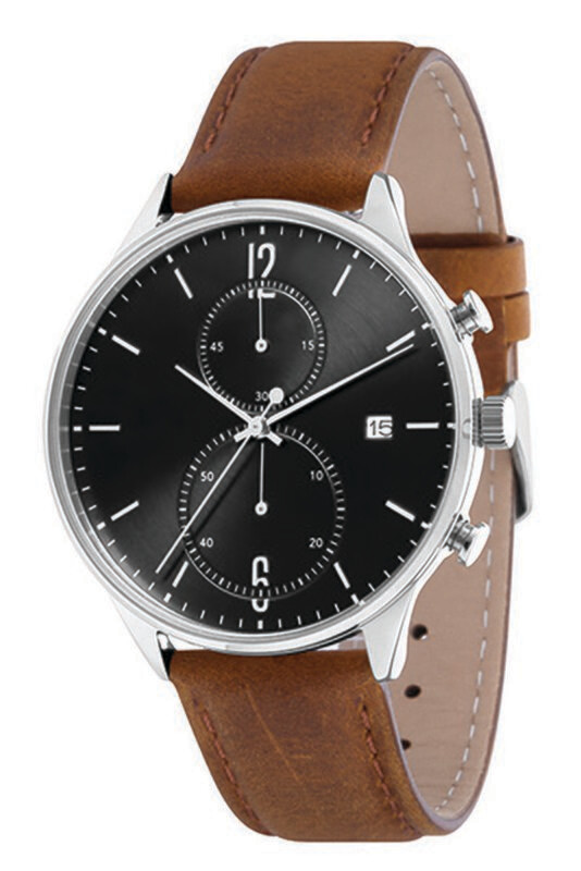 Bauhaus-Design Chronograph Ø 42mm Edelstahl Leder