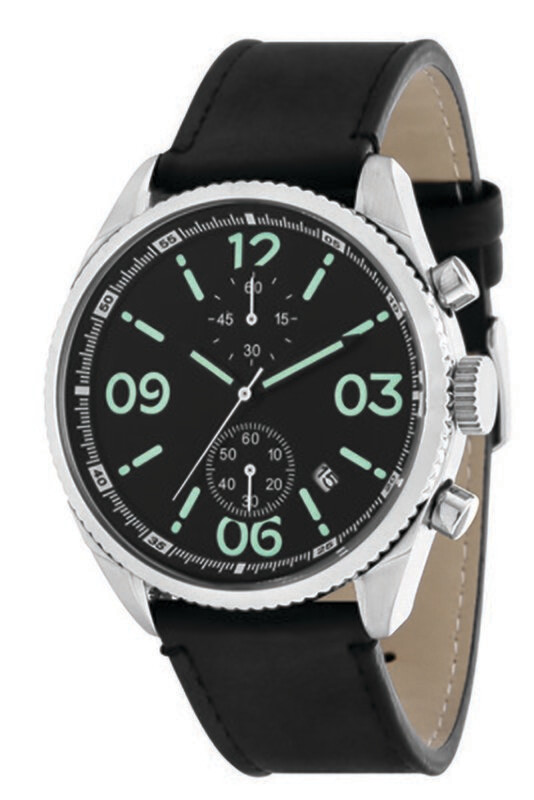 Lumineszierender Chronograph Ø 43mm Edelstahl Leder