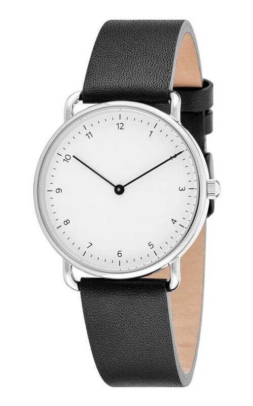 Logouhr in minimalistischem Design Ø 40mm Edelstahl Leder