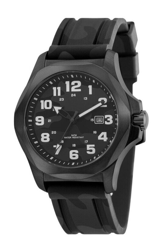 All in black / sportliche Werbeuhr Ø 43mm Edelstahl Silikon