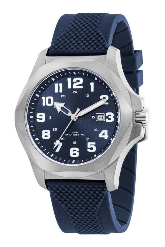 Sehr gut ablesbare Uhr mit Logo, Ø 43mm Edelstahl Silikon