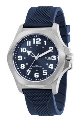 Sehr gut ablesbare Uhr mit Logo, Ø 43mm Edelstahl Silikon