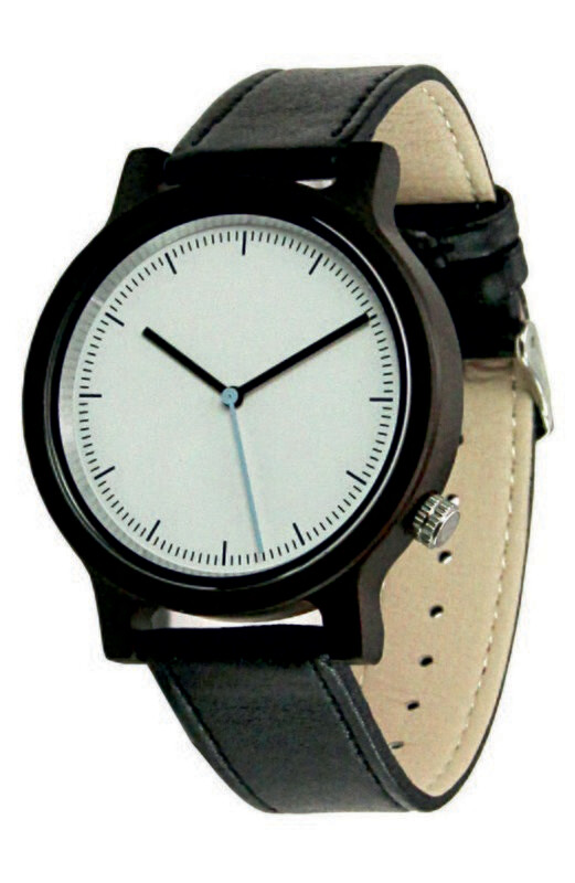 Top-aktuell: Werbeuhr aus Holz Ø 40mm Leder