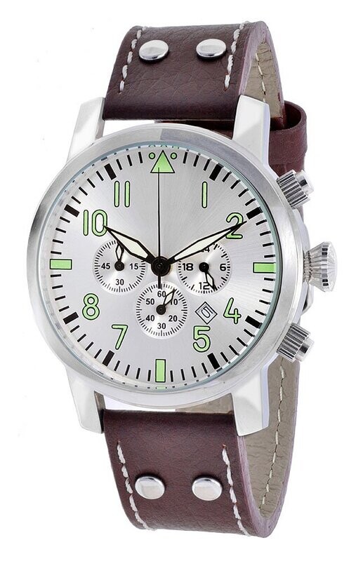 XXL Werbeuhr Chronograph Ø 45mm Edelstahl Leder