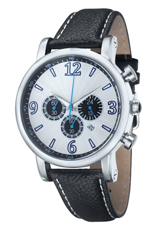 XXL Werbeuhr Chronograph Ø 45mm Edelstahl Leder