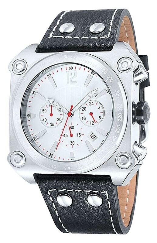XXL Werbeuhr Chronograph Ø 48x54mm Edelstahl Leder